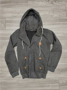Men's Gray Zip Hoodie Sweater - Casual Hooded Pullover